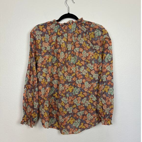 Veronica Beard Antonette Fall Floral Print V Neck Light Weight Cotton Blouse 6 - Picture 3 of 6